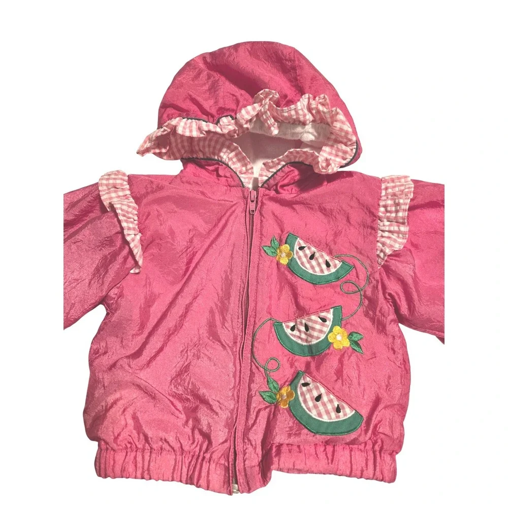 Carter's Outerwear Pink Watermelon Applique Hooded Jacket Baby Girls 18-24mos‎